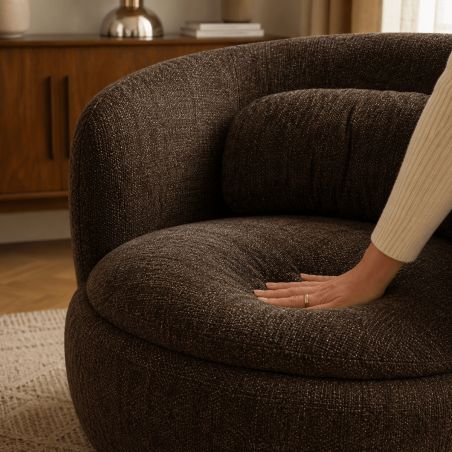 Fauteuil pivotant ANDER tissu marron