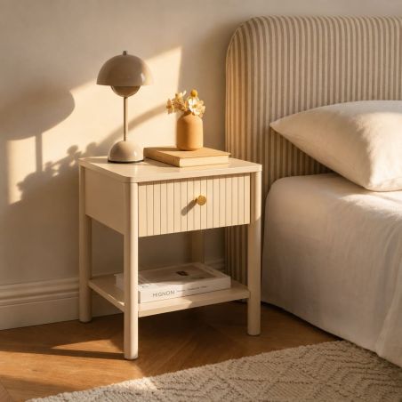 Table de chevet CLEO laqué beige