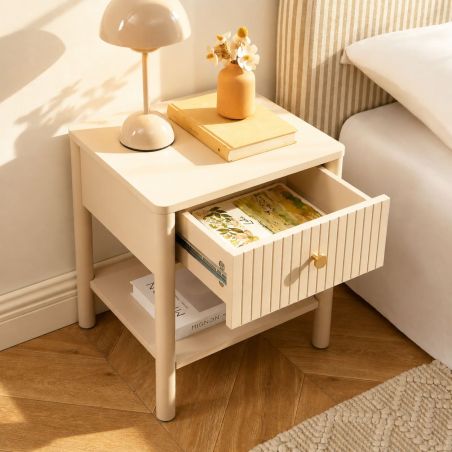 Table de chevet CLEO laqué beige