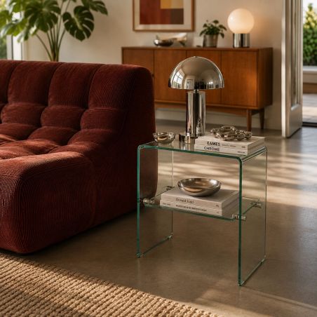 Table de chevet GINZA verre trempé transparent h50 cm
