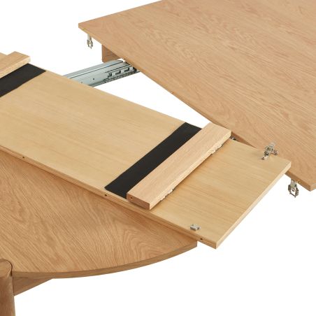 Table de séjour extensible MOON ronde placage chêne 120-200cm