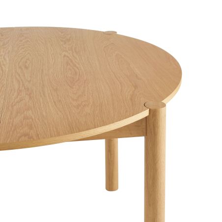 Table de séjour extensible MOON ronde placage chêne 120-200cm
