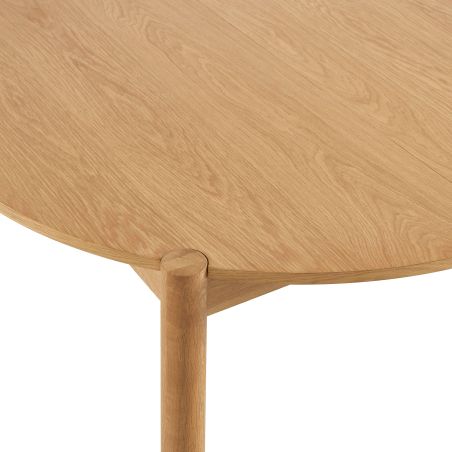 Table de séjour extensible MOON ronde placage chêne 120-200cm