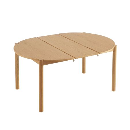 Table de séjour extensible MOON ronde placage chêne 120-200cm