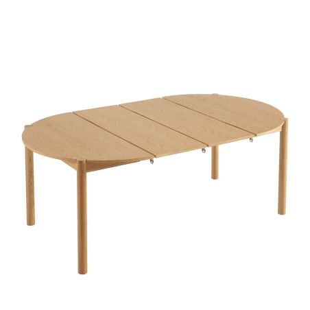 Table de séjour extensible MOON ronde placage chêne 120-200cm