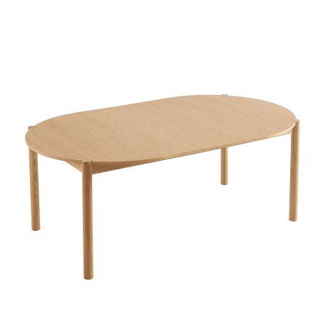 Table de séjour extensible MOON ronde placage chêne 120-200cm