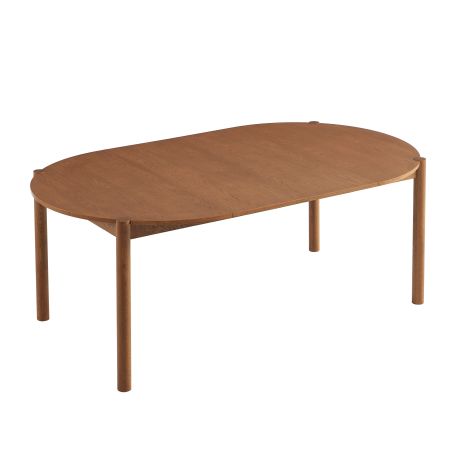 Table de séjour extensible MOON ronde placage chêne couleur noyer 120-200cm