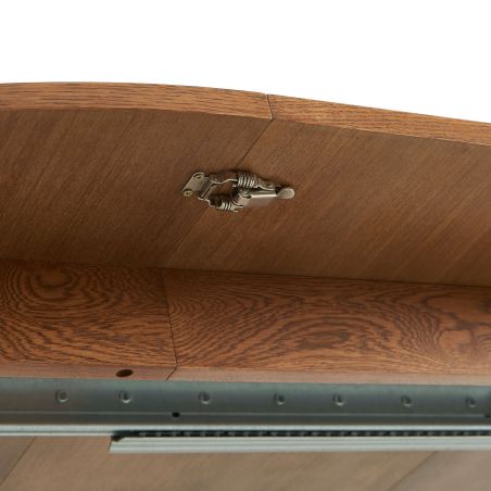 Table de séjour extensible MOON ronde placage chêne couleur noyer 120-200cm