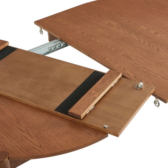 Table de séjour extensible MOON ronde placage chêne couleur noyer 120-200cm