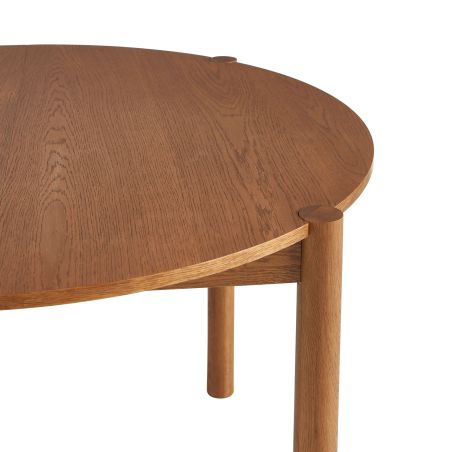 Table de séjour extensible MOON ronde placage chêne couleur noyer 120-200cm