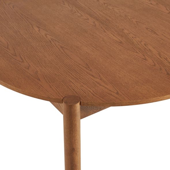 Table de séjour extensible MOON ronde placage chêne couleur noyer 120-200cm