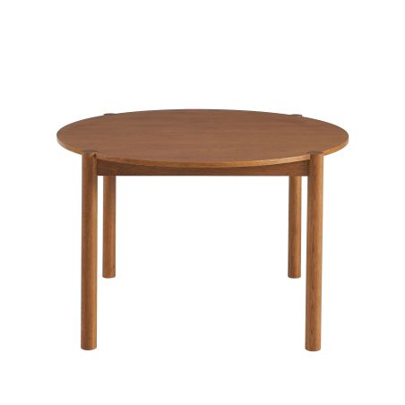 Table de séjour extensible MOON ronde placage chêne couleur noyer 120-200cm