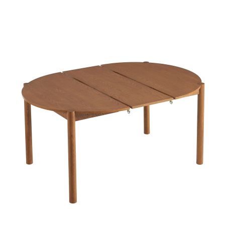 Table de séjour extensible MOON ronde placage chêne couleur noyer 120-200cm