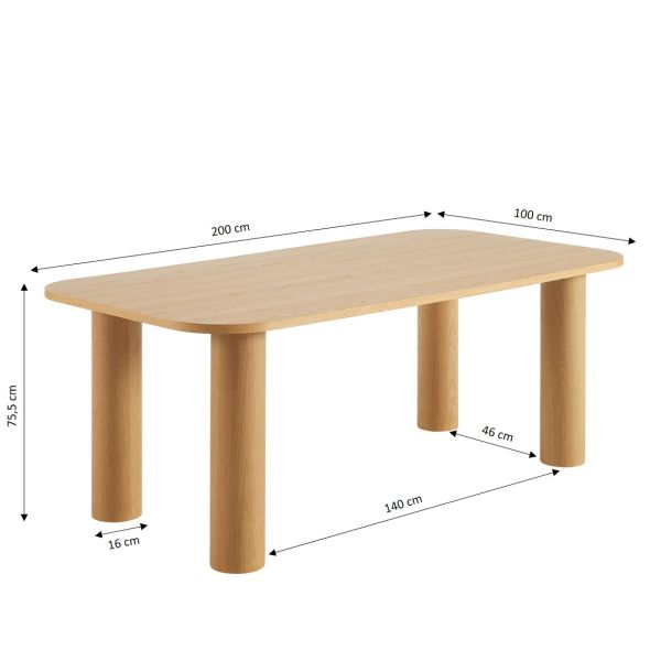 Table de séjour UKAA placage chêne 200cm