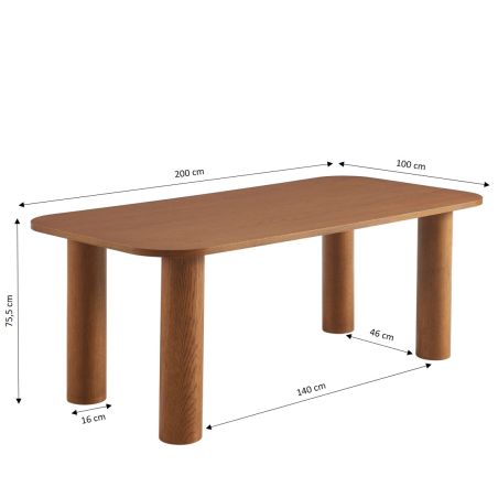 Table de séjour UKAA placage chêne couleur noyer 200cm
