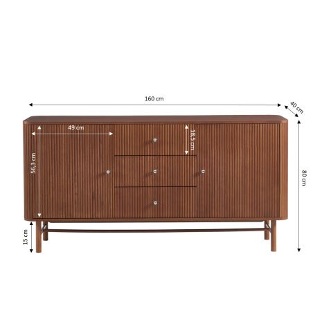 Buffet SKANSEN placage chêne teinté noyer 160cm