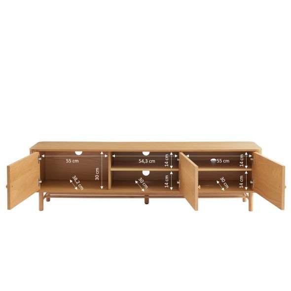 Meuble TV SKANSEN placage chêne 180 cm