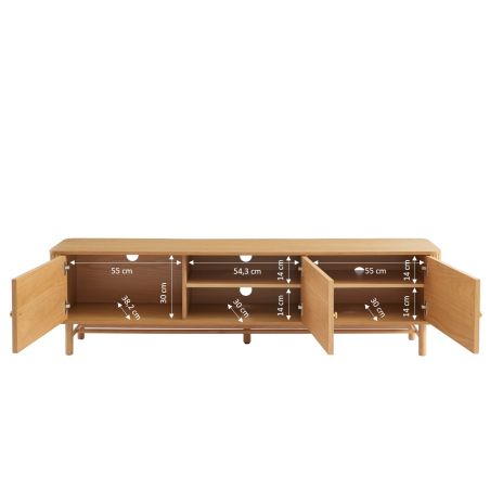Meuble TV SKANSEN placage chêne 180 cm