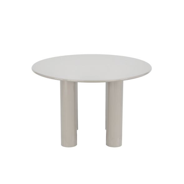 Table de séjour ronde NORI laquée brillante beige argile 120cm