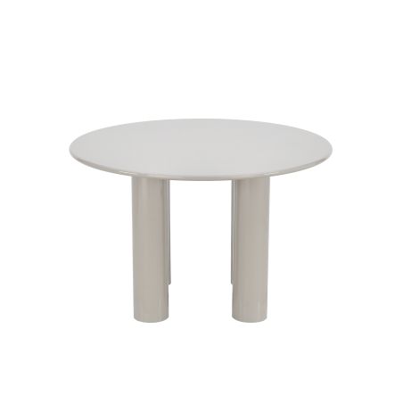 Table de séjour ronde NORI laquée brillante beige argile 120cm