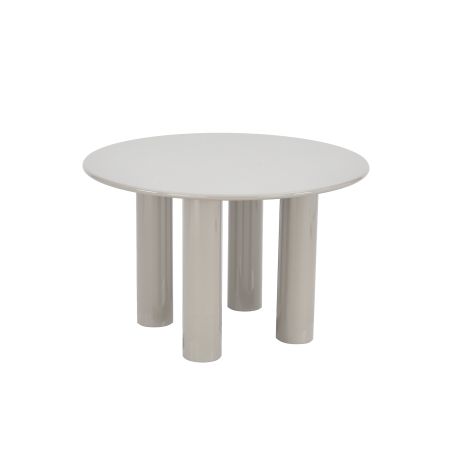 Table de séjour ronde NORI laquée brillante beige argile 120cm