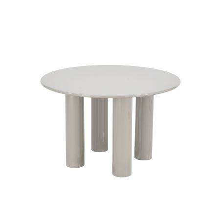 Table de séjour ronde NORI laquée brillante beige argile 120cm