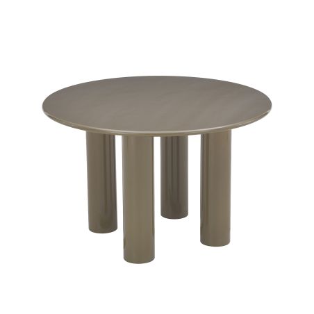 Table de séjour ronde NORI laquée brillante vert sepia 120cm