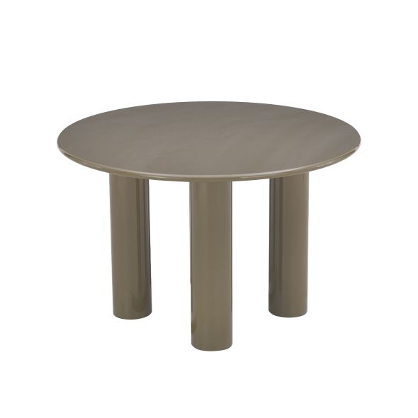 Table de séjour ronde NORI laquée brillante vert sepia 120cm