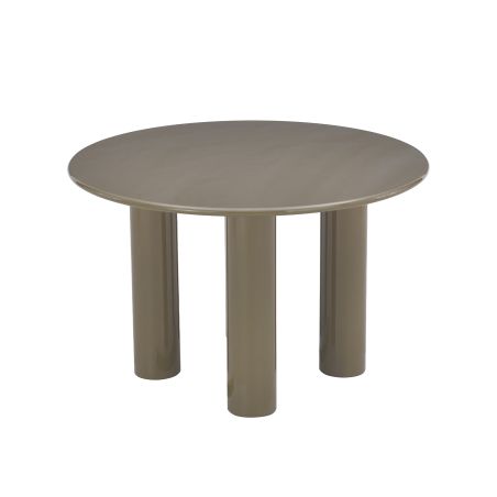 Table de séjour ronde NORI laquée brillante vert sepia 120cm