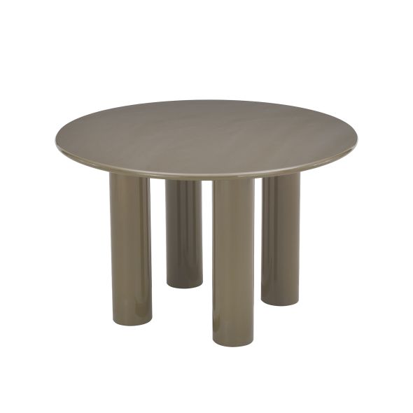 Table de séjour ronde NORI laquée brillante vert sepia 120cm