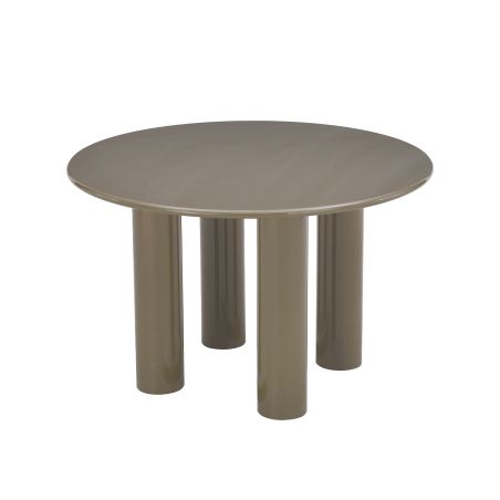Table de séjour ronde NORI laquée brillante vert sepia 120cm