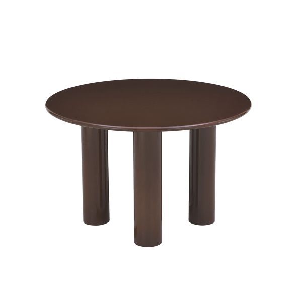 Table de séjour ronde NORI laquée brillante marron chocolat 120cm