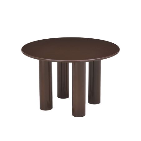 Table de séjour ronde NORI laquée brillante marron chocolat 120cm