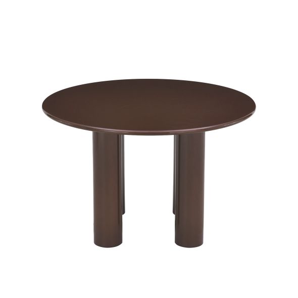Table de séjour ronde NORI laquée brillante marron chocolat 120cm