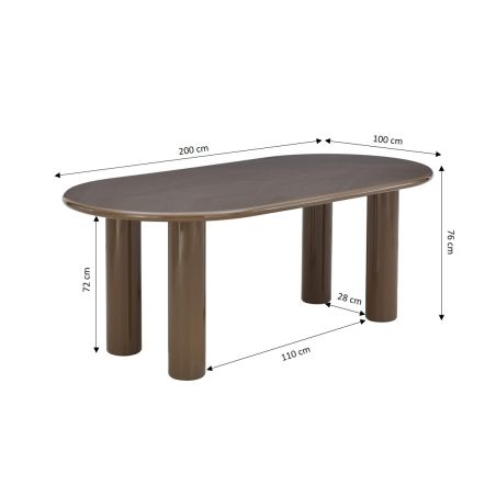 Table de séjour NORI laquée brillante vert sepia 200cm