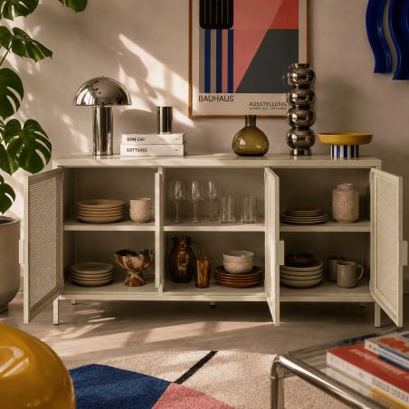 Buffet PANTONE 3 portes métal beige sable 160cm