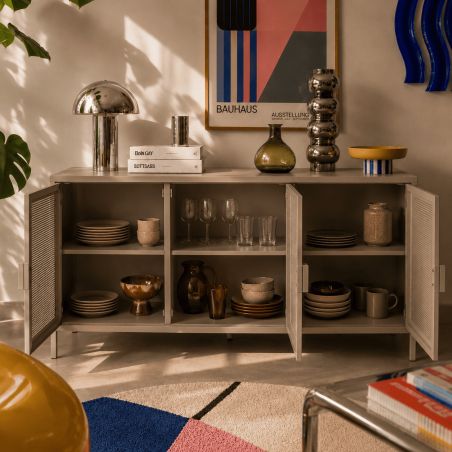 Buffet PANTONE 3 portes métal taupe 160cm
