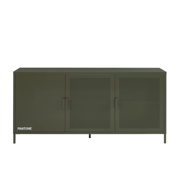 Buffet PANTONE 3 portes métal vert olive 160cm