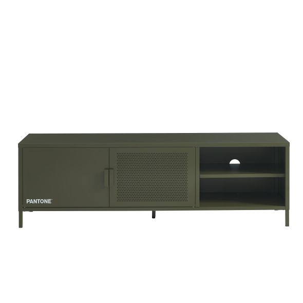 Meuble TV PANTONE métal vert olive 160cm