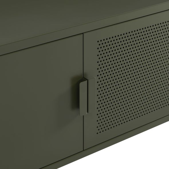 Meuble TV PANTONE métal vert olive 160cm