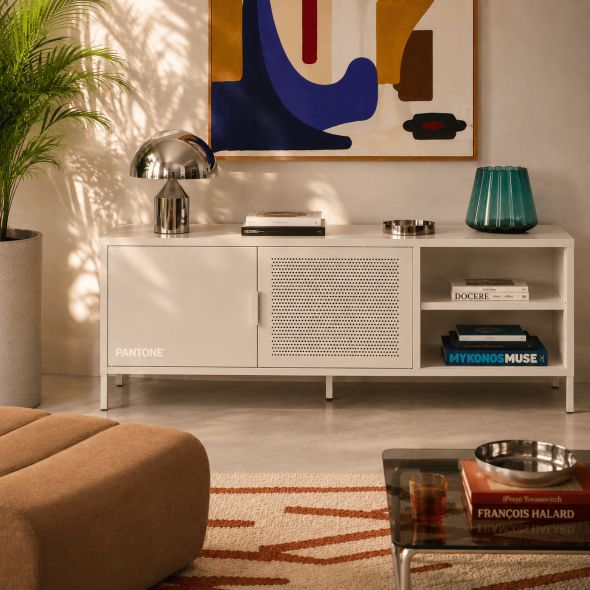 Meuble TV PANTONE métal beige sable 160cm