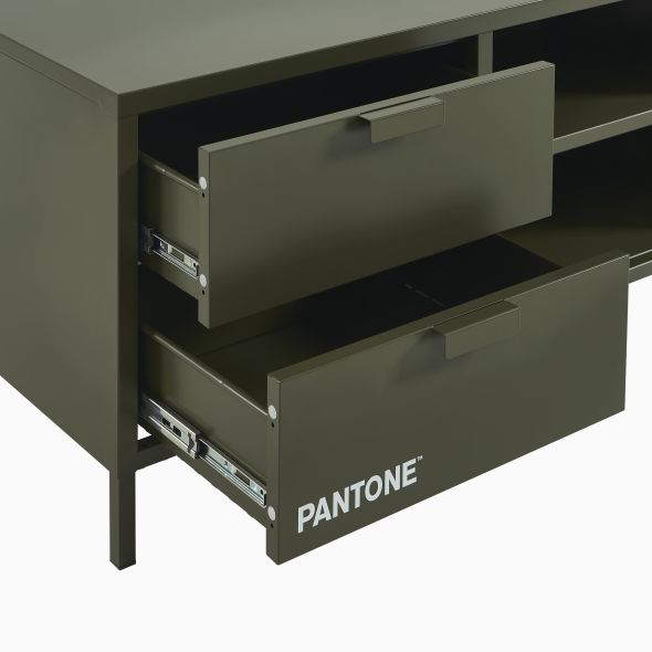 Meuble TV PANTONE métal vert olive 200cm