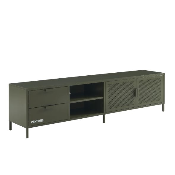 Meuble TV PANTONE métal vert olive 200cm
