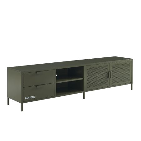 Meuble TV PANTONE métal vert olive 200cm