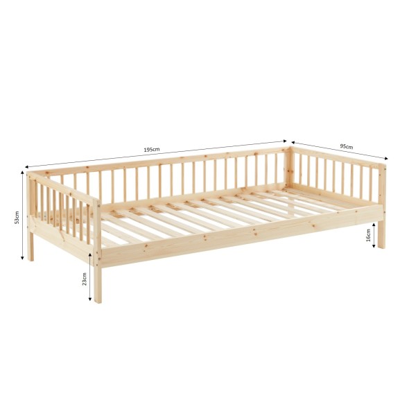 Lit enfant LOU pin massif 90x190 sommier inclus