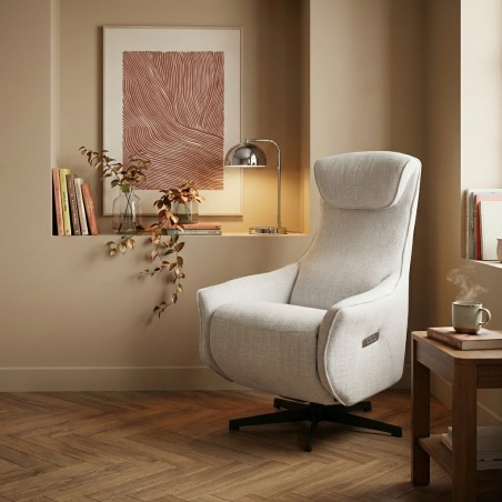 Fauteuil relax électrique rotatif COCHYRE 1 place tissu gris clair
