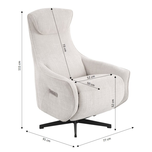 Fauteuil relax électrique rotatif COCHYRE 1 place tissu gris clair