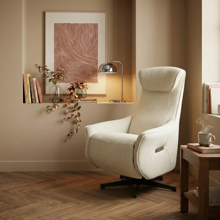 Fauteuil relax électrique rotatif COCHYRE 1 place tissu beige