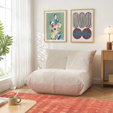 Fauteuil compressé KAIDO 1 place en mousse et tissu beige