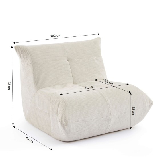 Fauteuil compressé KAIDO 1 place en mousse et tissu beige